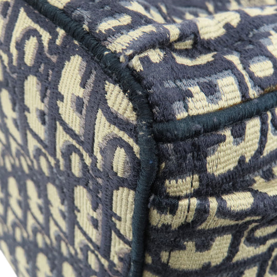 Christian Dior Tote Bag canvas Navy Trotter Pattern Women Used Authentic
