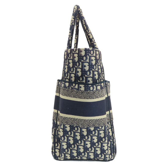 Christian Dior Tote Bag canvas Navy Trotter Pattern Women Used Authentic