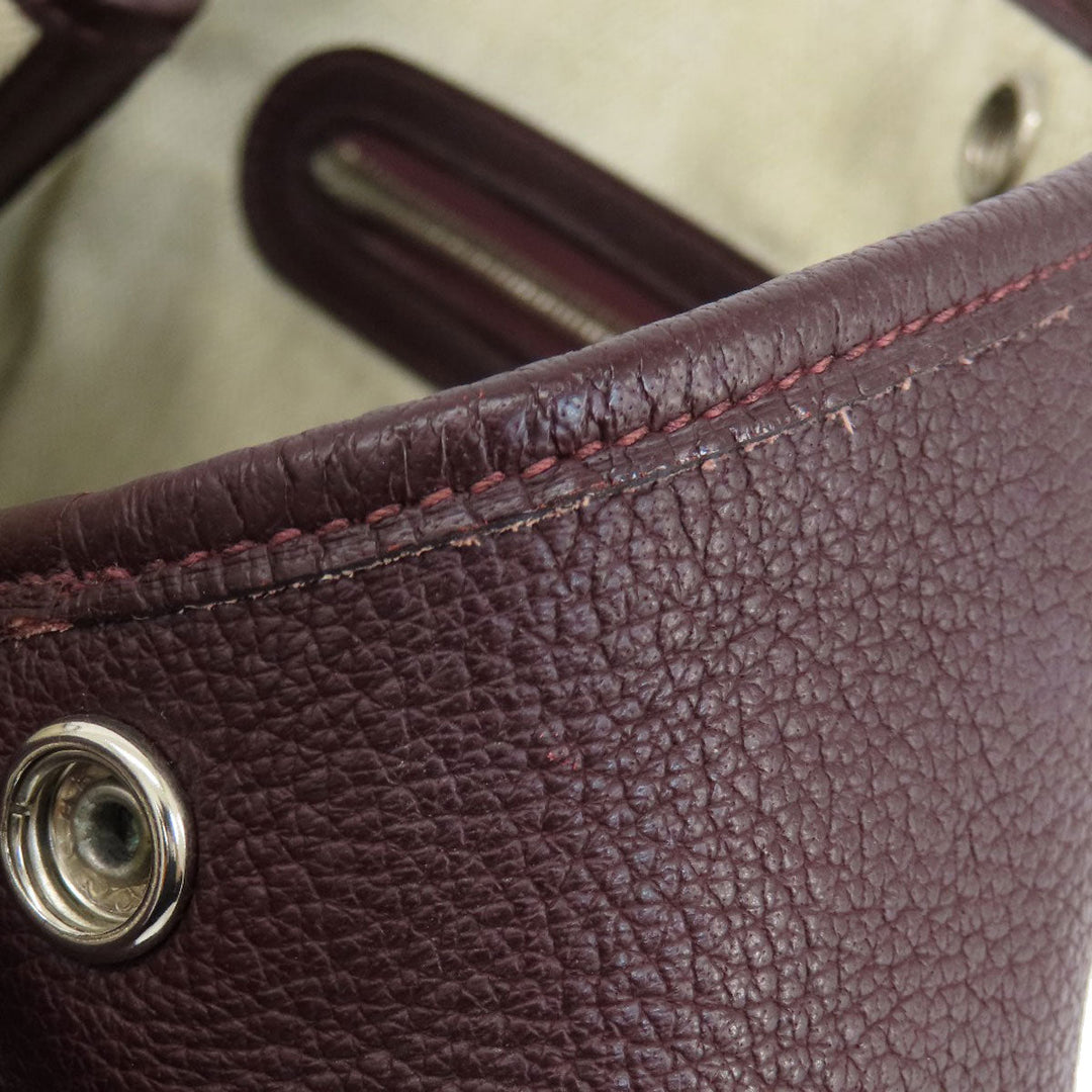 HERMES Handbag Taurillon Clemence Red Garden Party TPM Bordeaux SilverMetal Women Used Authentic