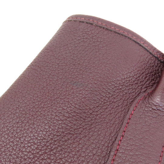 HERMES Handbag Taurillon Clemence Red Garden Party TPM Bordeaux SilverMetal Women Used Authentic
