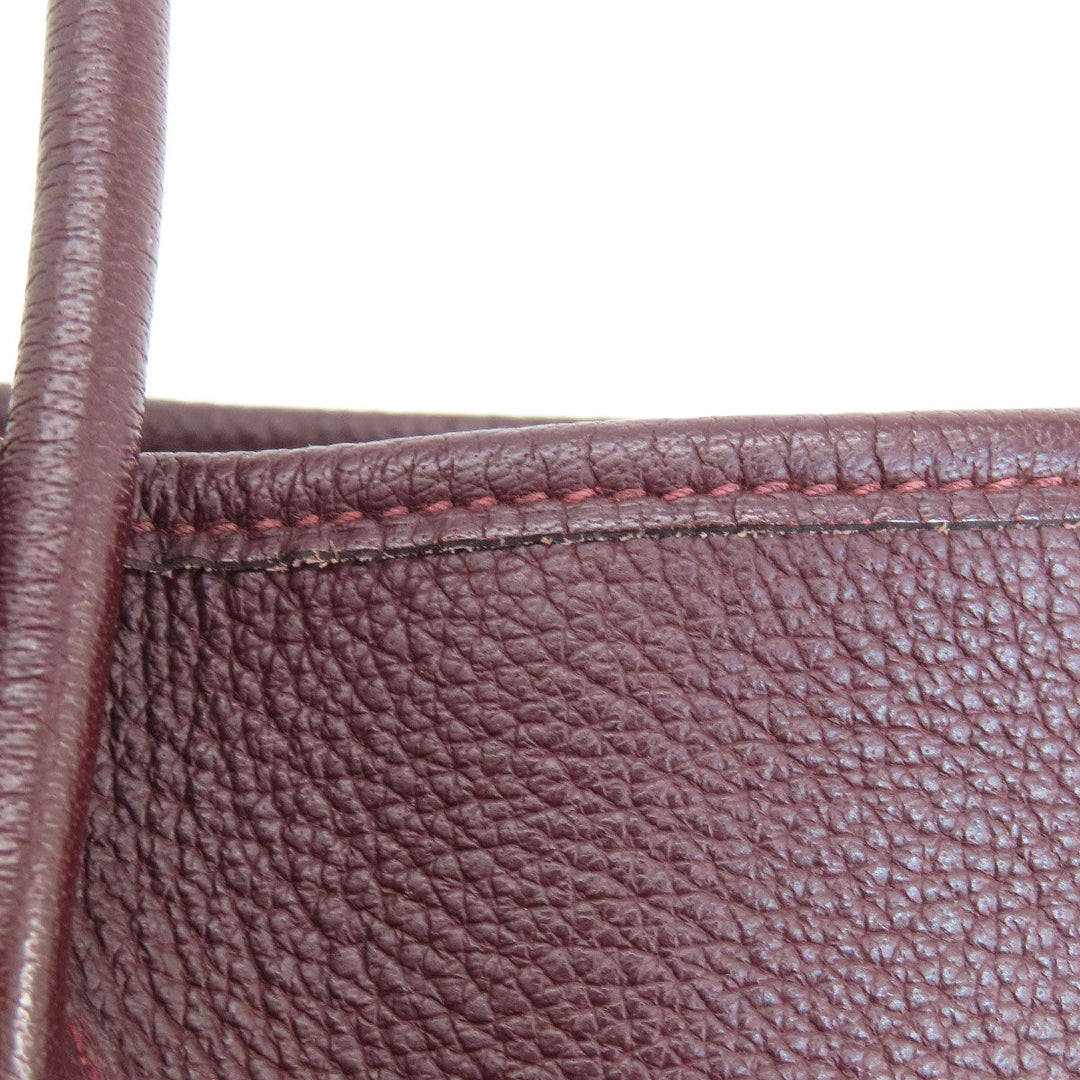 HERMES Handbag Taurillon Clemence Red Garden Party TPM Bordeaux SilverMetal Women Used Authentic