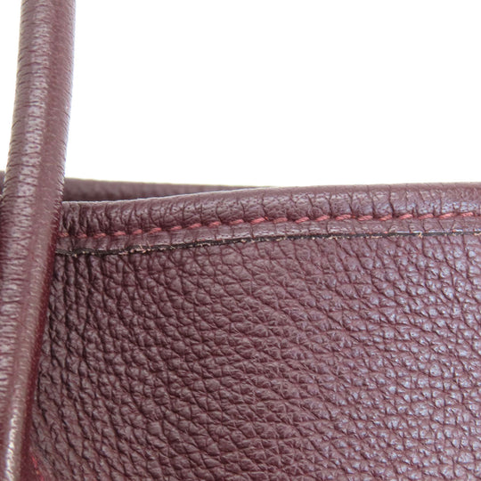 HERMES Handbag Taurillon Clemence Red Garden Party TPM Bordeaux SilverMetal Women Used Authentic
