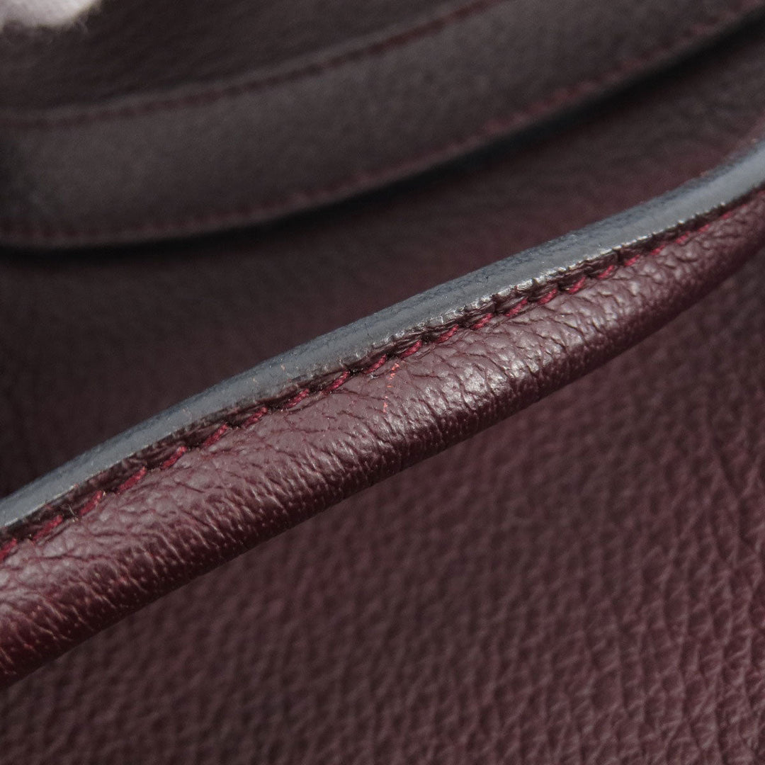 HERMES Handbag Taurillon Clemence Red Garden Party TPM Bordeaux SilverMetal Women Used Authentic