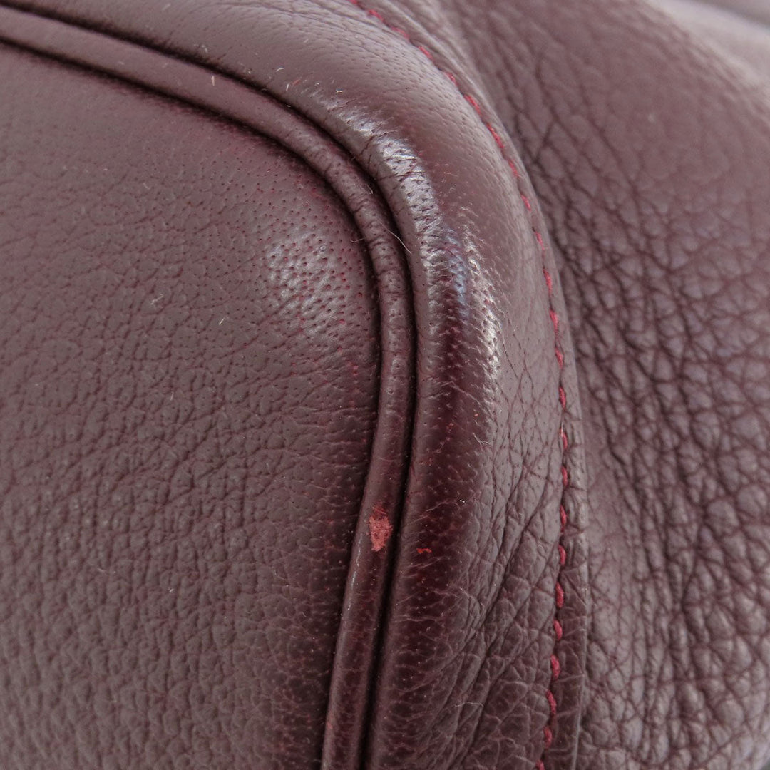 HERMES Handbag Taurillon Clemence Red Garden Party TPM Bordeaux SilverMetal Women Used Authentic