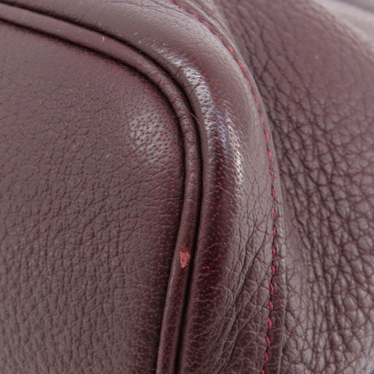 HERMES Handbag Taurillon Clemence Red Garden Party TPM Bordeaux SilverMetal Women Used Authentic