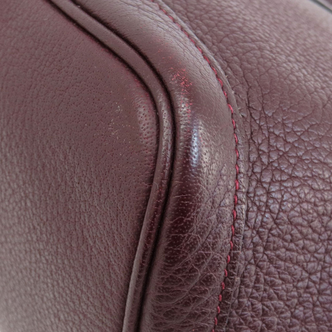 HERMES Handbag Taurillon Clemence Red Garden Party TPM Bordeaux SilverMetal Women Used Authentic
