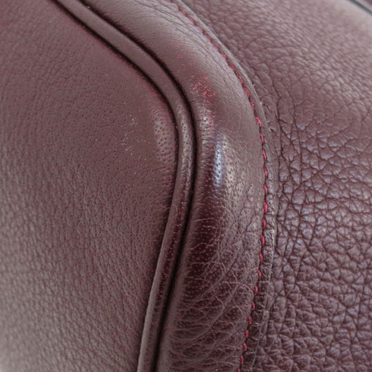 HERMES Handbag Taurillon Clemence Red Garden Party TPM Bordeaux SilverMetal Women Used Authentic