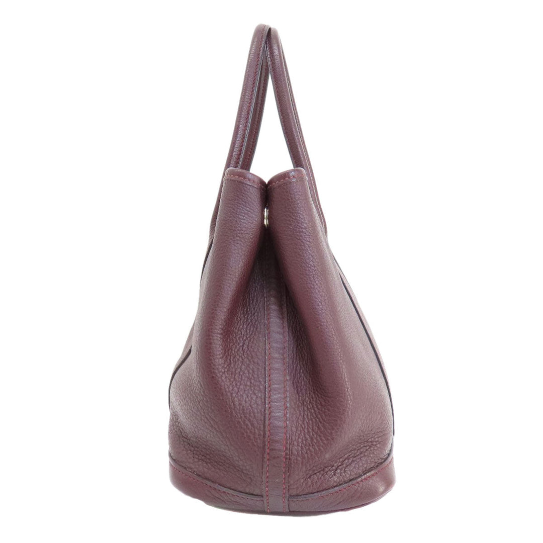 HERMES Handbag Taurillon Clemence Red Garden Party TPM Bordeaux SilverMetal Women Used Authentic
