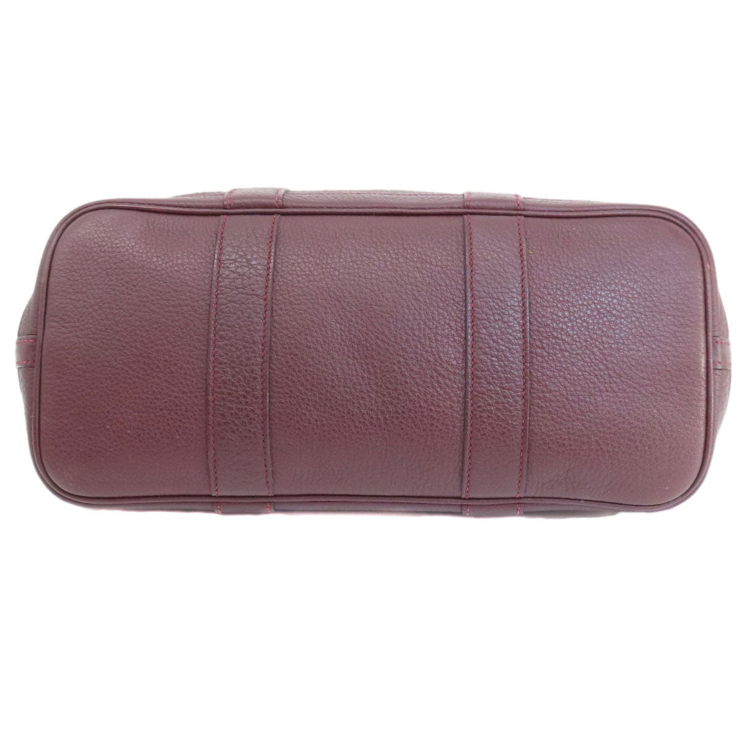 HERMES Handbag Taurillon Clemence Red Garden Party TPM Bordeaux SilverMetal Women Used Authentic