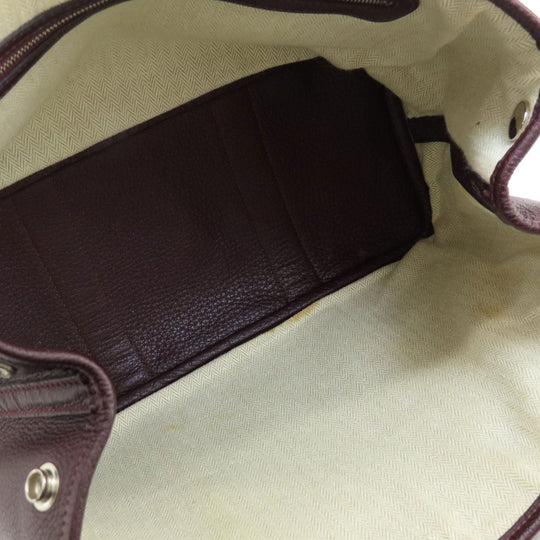 HERMES Handbag Taurillon Clemence Red Garden Party TPM Bordeaux SilverMetal Women Used Authentic