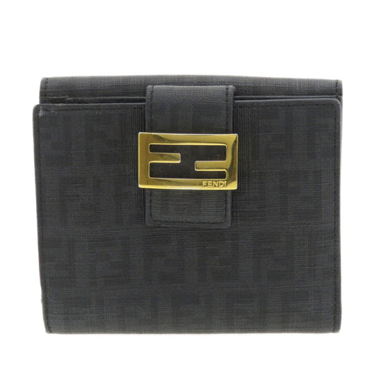 FENDI Bifold Wallet PVC black Zucca