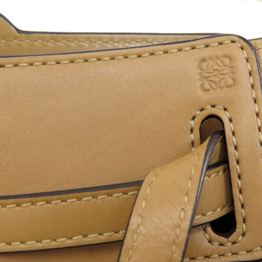 LOEWE Handbag leather Brown Lazo Mini 2WAY Women Used Authentic