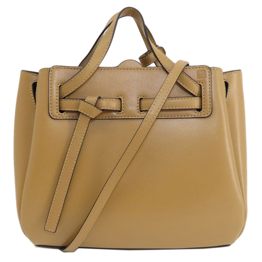 LOEWE Handbag leather Brown Lazo Mini 2WAY Women Used Authentic