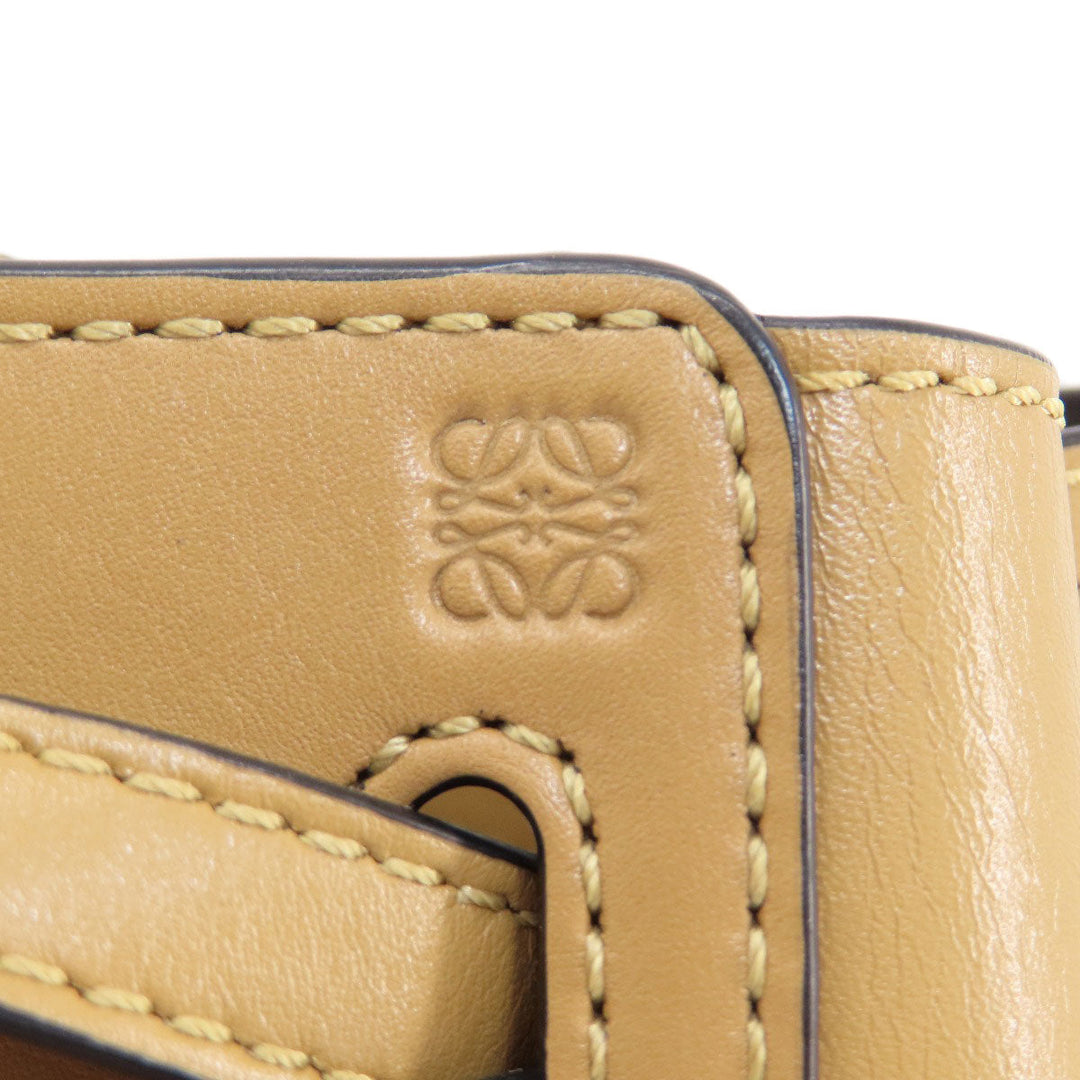 LOEWE Handbag leather Brown Lazo Mini 2WAY Women Used Authentic
