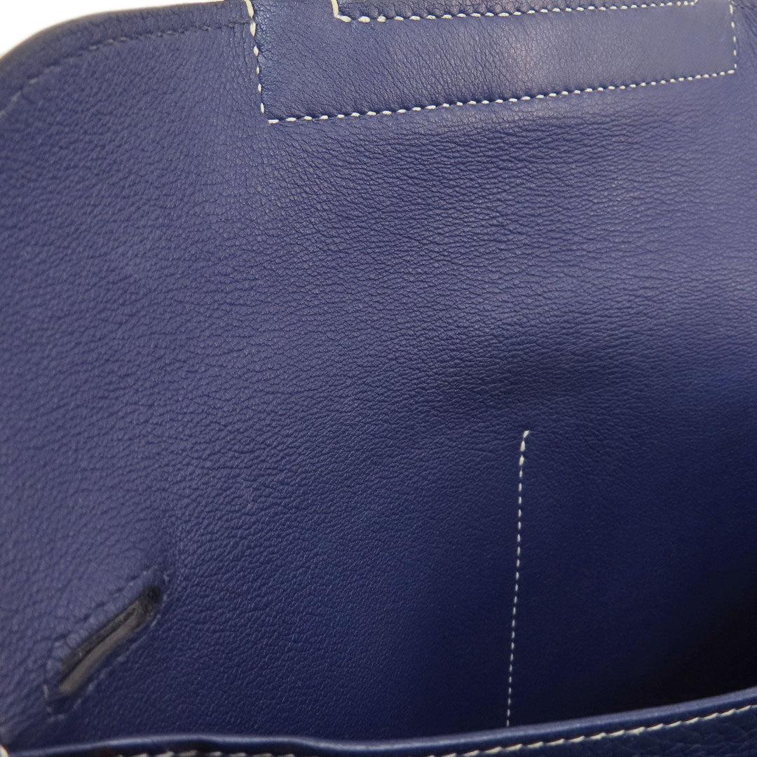 HERMES Shoulder Bag Taurillon Clemence Navy Arzan 31 Navy Gold Metal Women Used Authentic