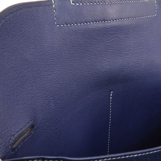 HERMES Shoulder Bag Taurillon Clemence Navy Arzan 31 Navy Gold Metal Women Used Authentic