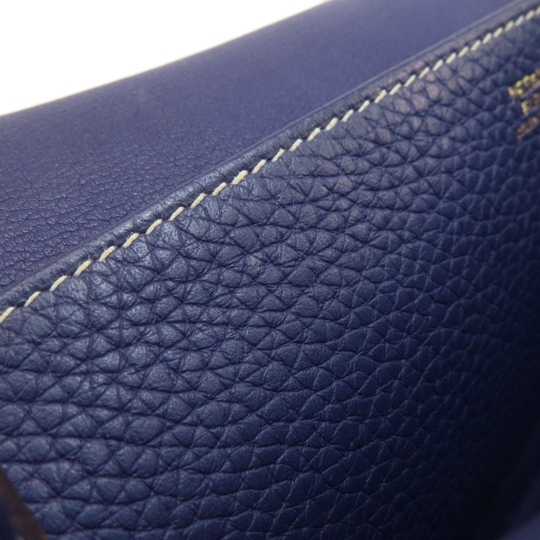HERMES Shoulder Bag Taurillon Clemence Navy Arzan 31 Navy Gold Metal Women Used Authentic