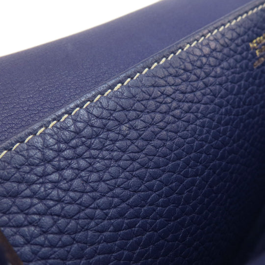 HERMES Shoulder Bag Taurillon Clemence Navy Arzan 31 Navy Gold Metal Women Used Authentic