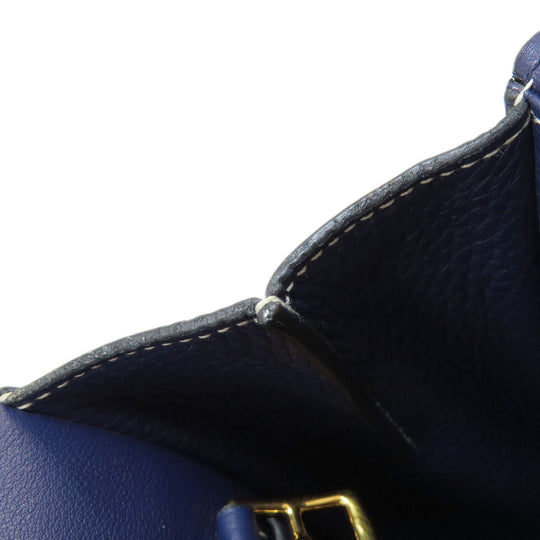 HERMES Shoulder Bag Taurillon Clemence Navy Arzan 31 Navy Gold Metal Women Used Authentic