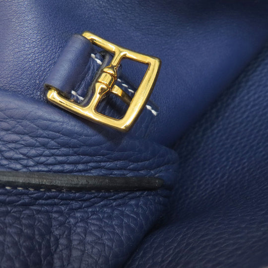 HERMES Shoulder Bag Taurillon Clemence Navy Arzan 31 Navy Gold Metal Women Used Authentic