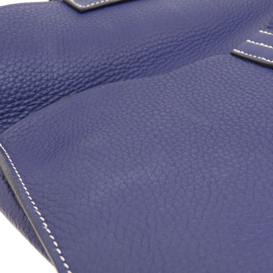 HERMES Shoulder Bag Taurillon Clemence Navy Arzan 31 Navy Gold Metal Women Used Authentic