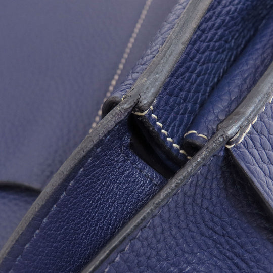 HERMES Shoulder Bag Taurillon Clemence Navy Arzan 31 Navy Gold Metal Women Used Authentic