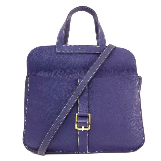 HERMES Shoulder Bag Taurillon Clemence Navy Arzan 31 Navy Gold Metal Women Used Authentic