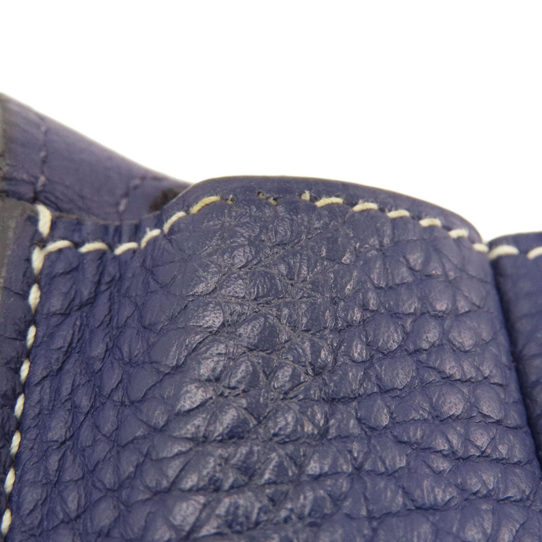 HERMES Shoulder Bag Taurillon Clemence Navy Arzan 31 Navy Gold Metal Women Used Authentic
