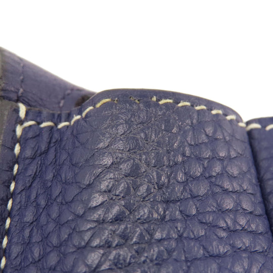 HERMES Shoulder Bag Taurillon Clemence Navy Arzan 31 Navy Gold Metal Women Used Authentic