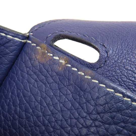 HERMES Shoulder Bag Taurillon Clemence Navy Arzan 31 Navy Gold Metal Women Used Authentic