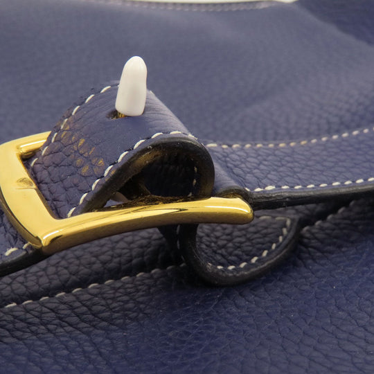 HERMES Shoulder Bag Taurillon Clemence Navy Arzan 31 Navy Gold Metal Women Used Authentic
