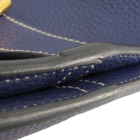 HERMES Shoulder Bag Taurillon Clemence Navy Arzan 31 Navy Gold Metal Women Used Authentic