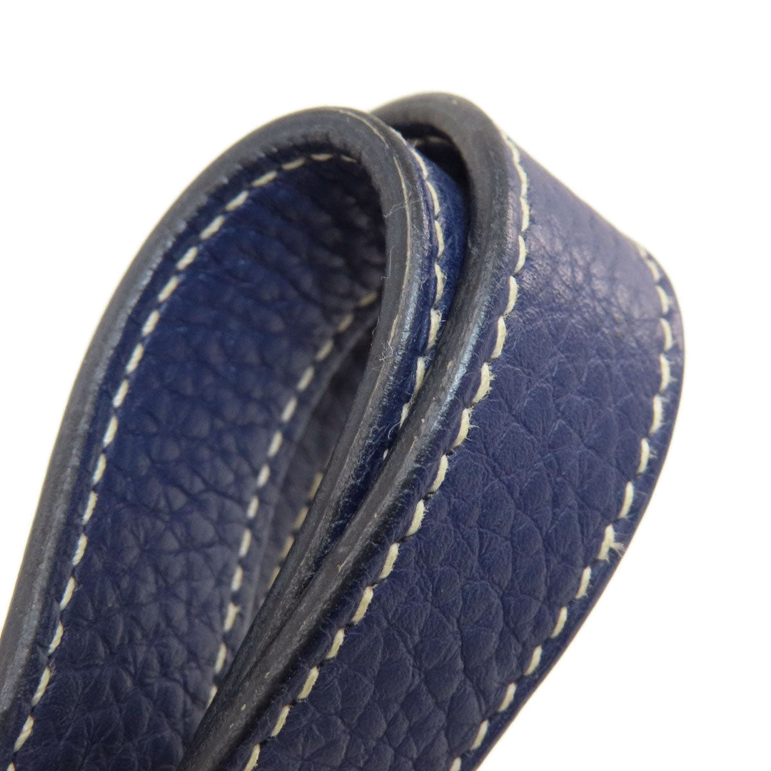 HERMES Shoulder Bag Taurillon Clemence Navy Arzan 31 Navy Gold Metal Women Used Authentic