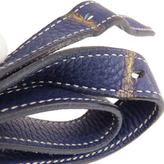 HERMES Shoulder Bag Taurillon Clemence Navy Arzan 31 Navy Gold Metal Women Used Authentic