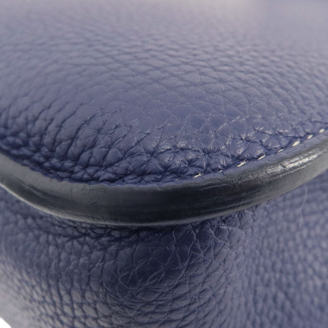 HERMES Shoulder Bag Taurillon Clemence Navy Arzan 31 Navy Gold Metal Women Used Authentic
