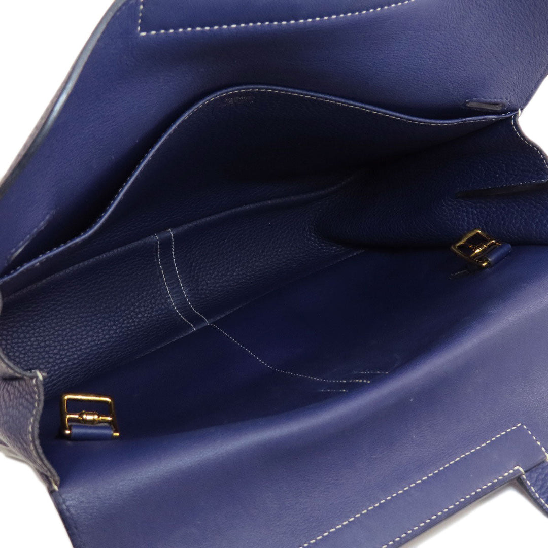 HERMES Shoulder Bag Taurillon Clemence Navy Arzan 31 Navy Gold Metal Women Used Authentic