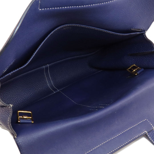 HERMES Shoulder Bag Taurillon Clemence Navy Arzan 31 Navy Gold Metal Women Used Authentic