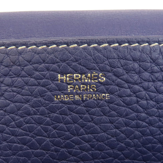 HERMES Shoulder Bag Taurillon Clemence Navy Arzan 31 Navy Gold Metal Women Used Authentic