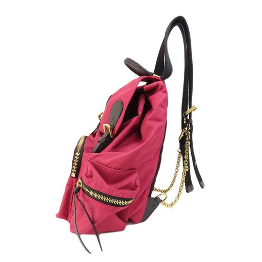 BURBERRY Backpack Nylon pink logo Women Used Authentic