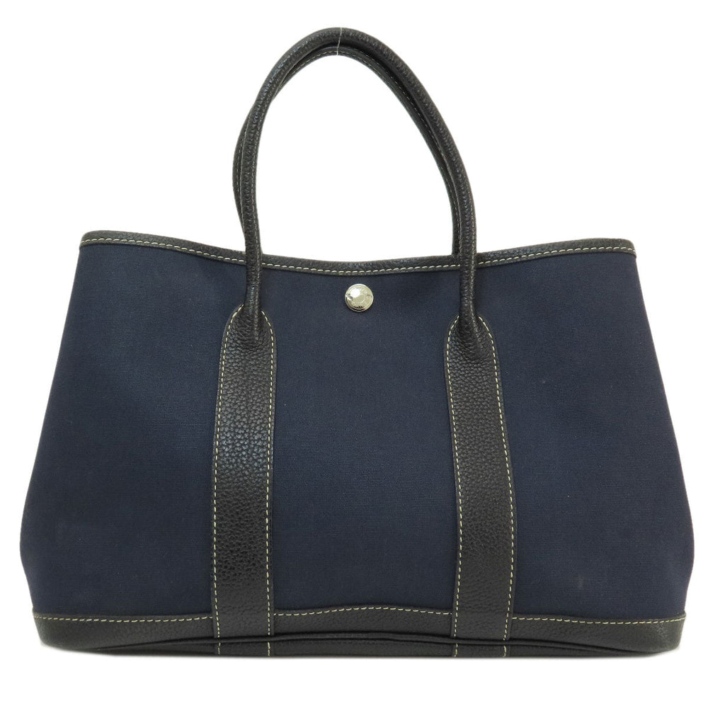 HERMES Tote Bag Towar Officche Navy Garden Party TPM Navy SilverMetal