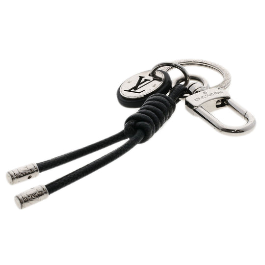 LOUIS VUITTON key ring M67224 Metal , Damier canvas Silver Leather Rope Keyring Damier Graphite Women Used Authentic
