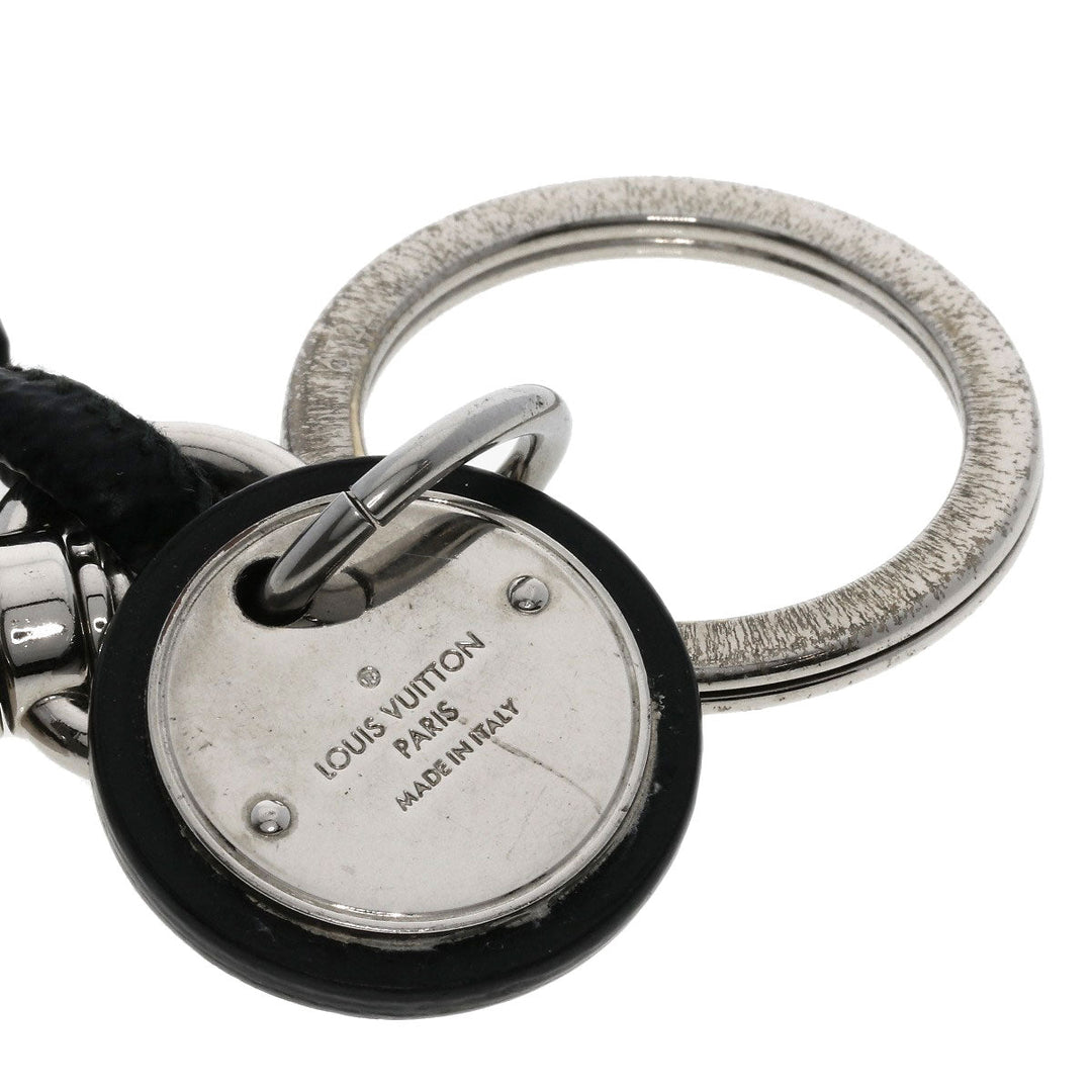 LOUIS VUITTON key ring M67224 Metal , Damier canvas Silver Leather Rope Keyring Damier Graphite Women Used Authentic