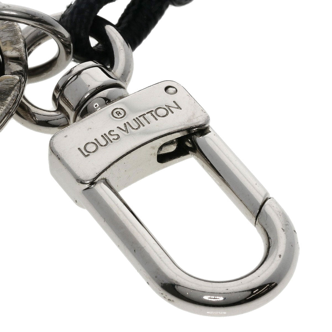 LOUIS VUITTON key ring M67224 Metal , Damier canvas Silver Leather Rope Keyring Damier Graphite Women Used Authentic