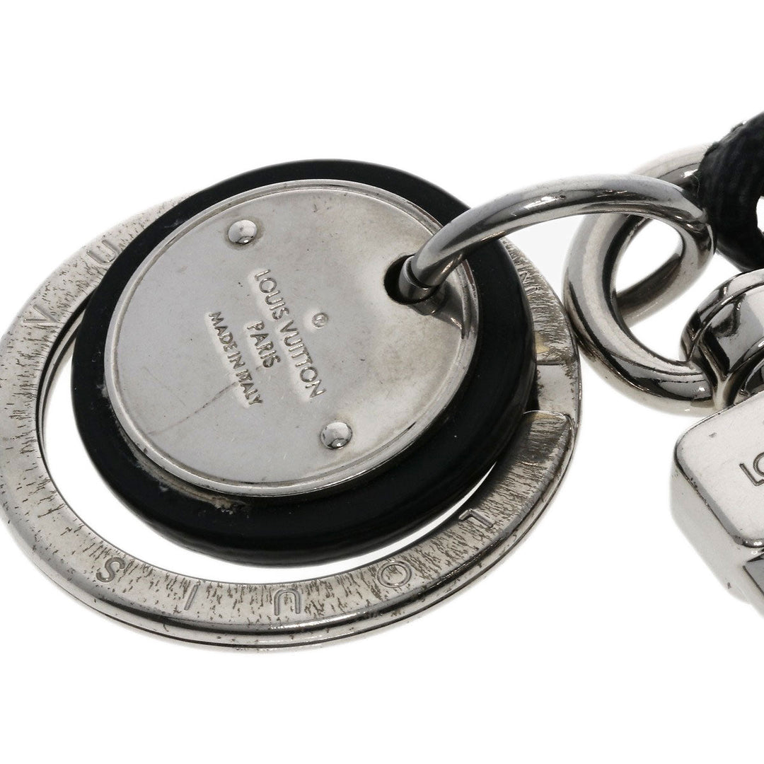 LOUIS VUITTON key ring M67224 Metal , Damier canvas Silver Leather Rope Keyring Damier Graphite Women Used Authentic