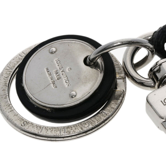 LOUIS VUITTON key ring M67224 Metal , Damier canvas Silver Leather Rope Keyring Damier Graphite Women Used Authentic