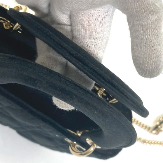 Dior Handbag Velor / leather black LADY DIOR Chain Lady Dior Cannage Mini Women Used Authentic