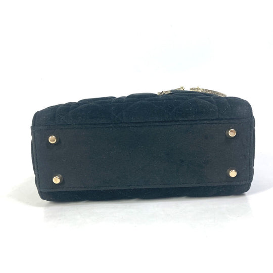 Dior Handbag Velor / leather black LADY DIOR Chain Lady Dior Cannage Mini Women Used Authentic
