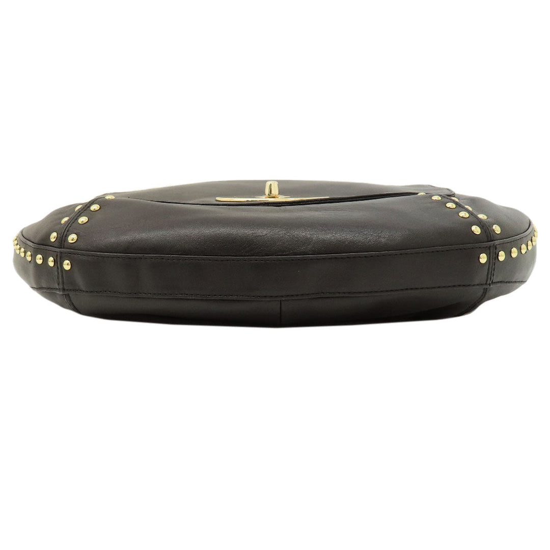 COACH Shoulder Bag 34998 leather black one belt studs 2WAY