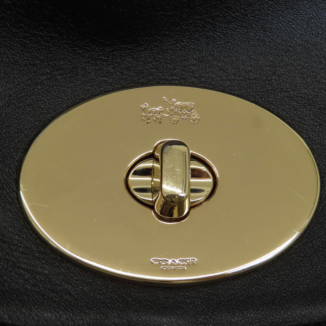 COACH Shoulder Bag 34998 leather black one belt studs 2WAY