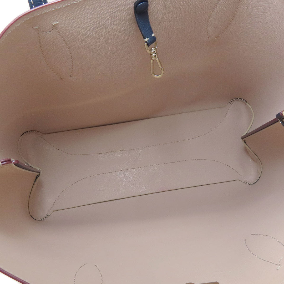 Kate Spade Tote Bag leather Navy logo Women Used Authentic